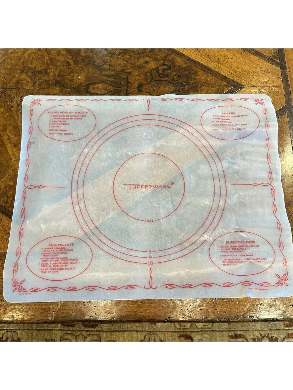 Vintage Tupperware Pastry Mat 1965 Rolling Mat Baking Guide Conversions